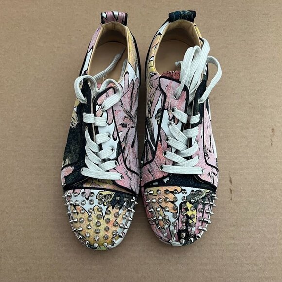 Christian Louboutin Multicolor Floral Fabric Fun Louis Junior Spike Sneakers - Picture 3 of 16